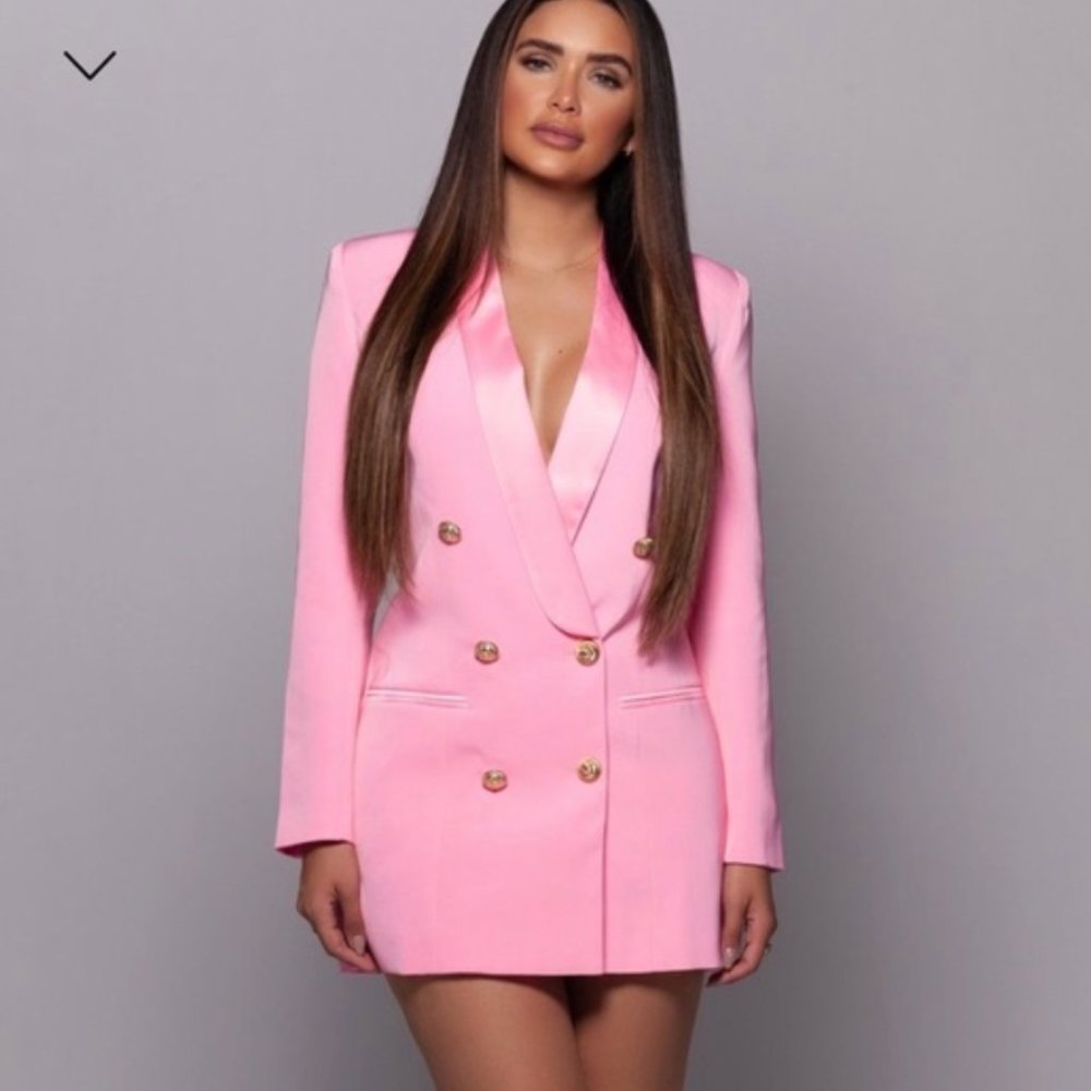 Pink Blazer dress with gold buttons